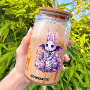 Cute Spooky Easter Bunny Glass Can Pastel Goth Rabbit Gift TS12 Black Print Your Wear