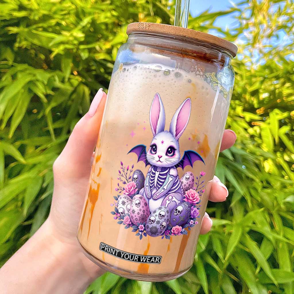 Cute Spooky Easter Bunny Glass Can Pastel Goth Rabbit Gift TS12 Black Print Your Wear