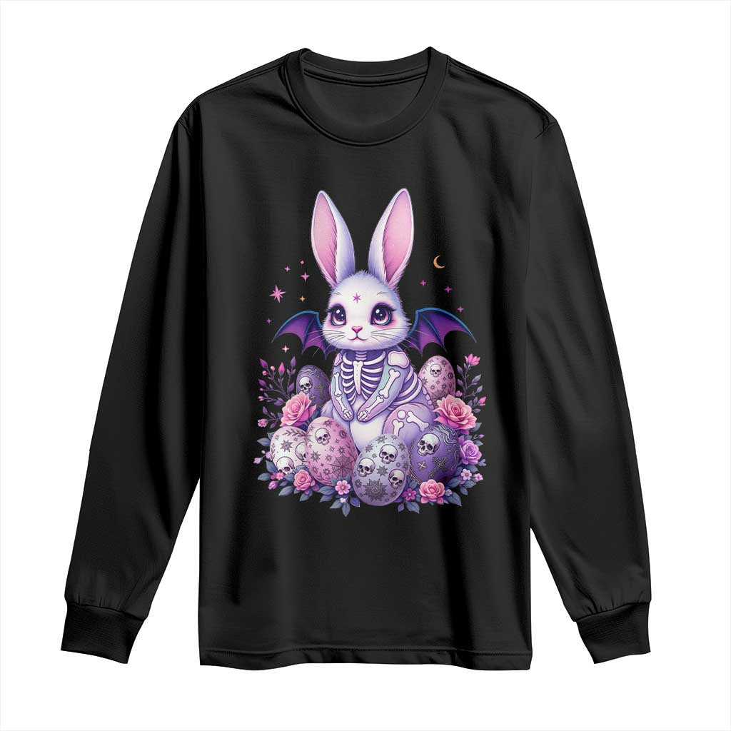 Cute Spooky Easter Bunny Long Sleeve Shirt Pastel Goth Rabbit Gift TS12 Black Print Your Wear