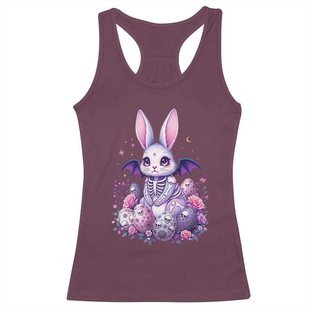 Cute Spooky Easter Bunny Racerback Tank Top Pastel Goth Rabbit Gift TS12 Maroon Print Your Wear