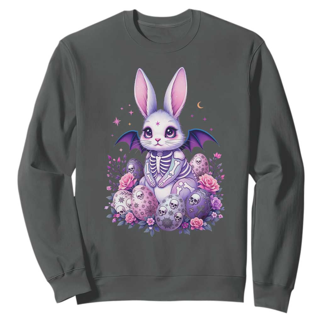 Cute Spooky Easter Bunny Sweatshirt Pastel Goth Rabbit Gift TS12 Dark Heather Print Your Wear