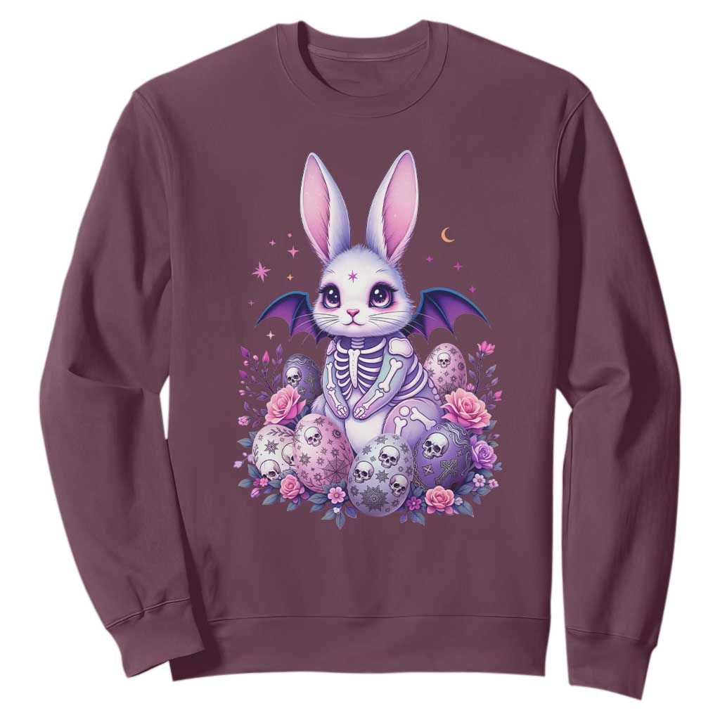 Cute Spooky Easter Bunny Sweatshirt Pastel Goth Rabbit Gift TS12 Maroon Print Your Wear