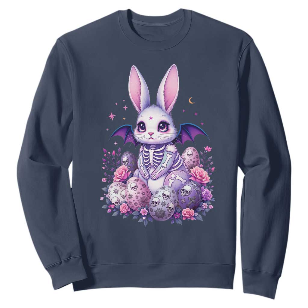 Cute Spooky Easter Bunny Sweatshirt Pastel Goth Rabbit Gift TS12 Navy Print Your Wear