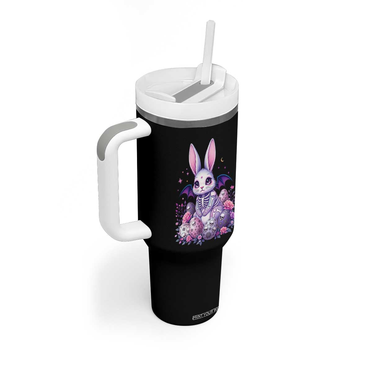 Cute Spooky Easter Bunny Tumbler With Handle Pastel Goth Rabbit Gift TS12 Print Your Wear
