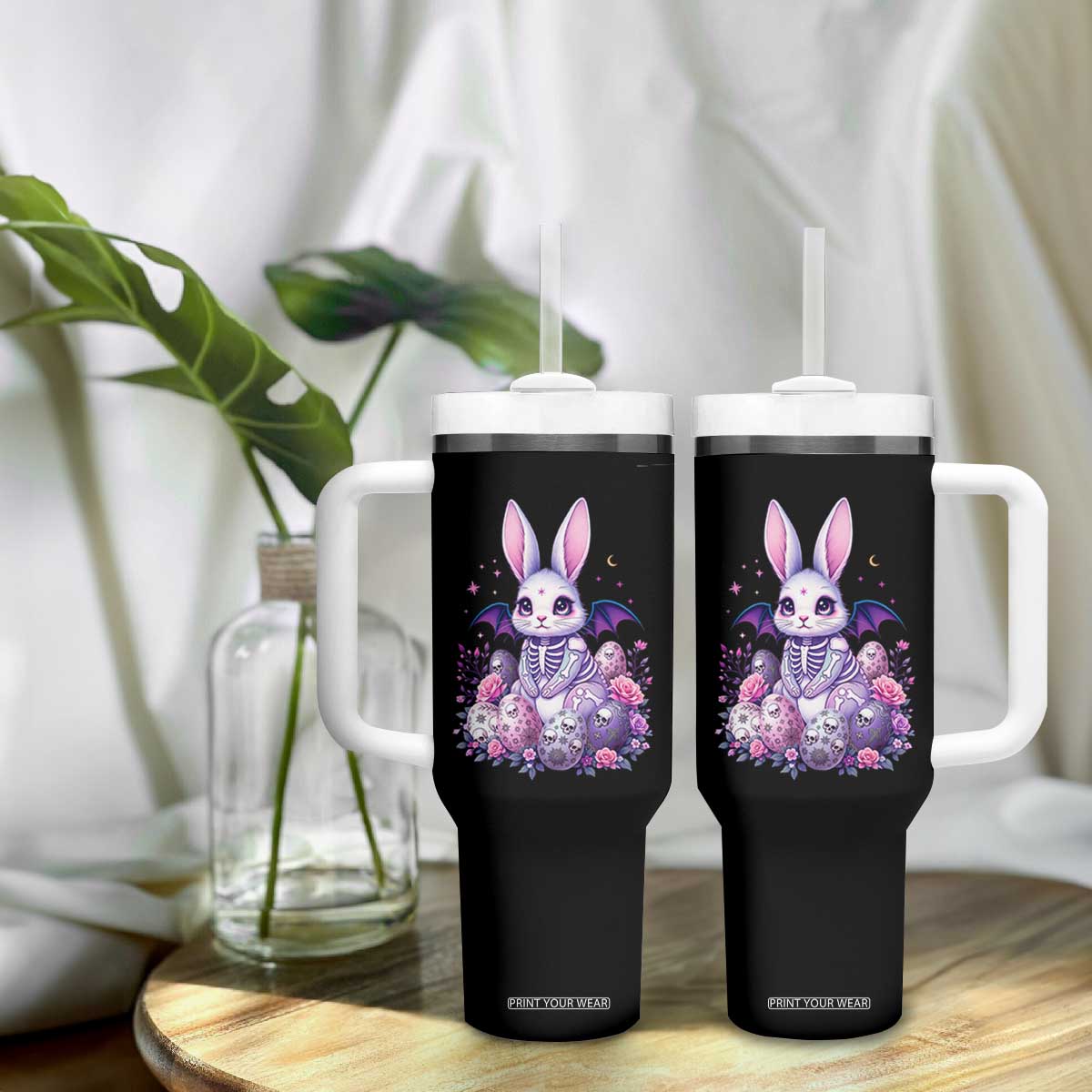 Cute Spooky Easter Bunny Tumbler With Handle Pastel Goth Rabbit Gift TS12 Print Your Wear