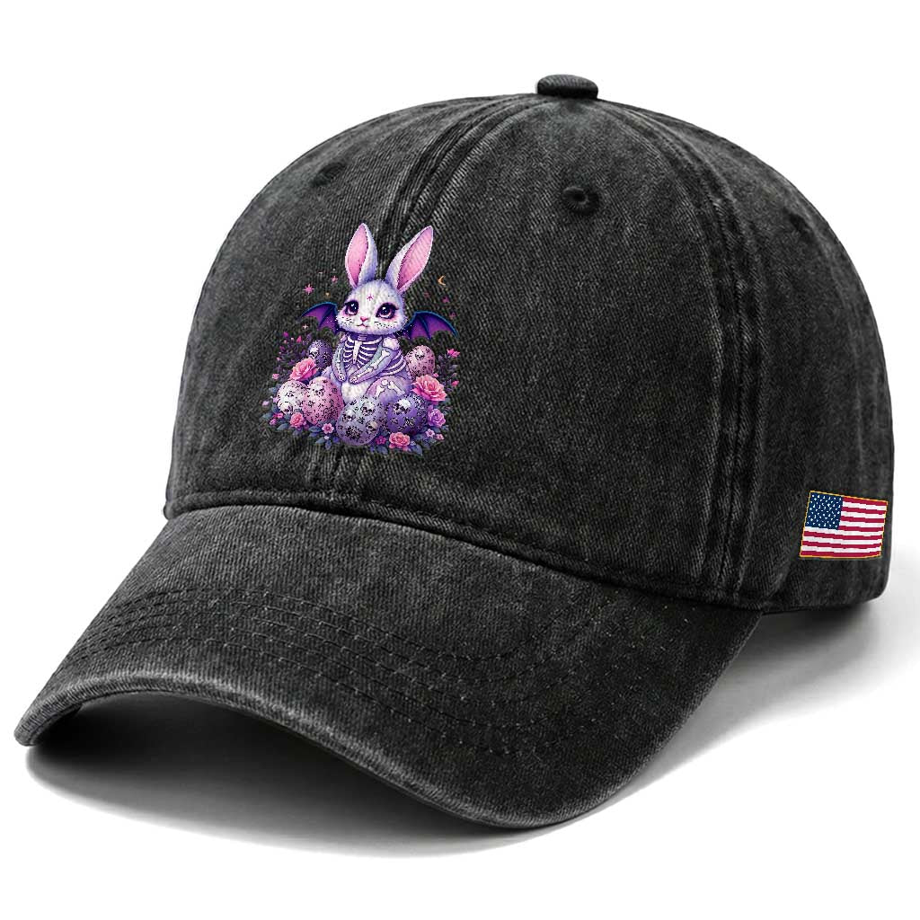 Cute Spooky Easter Bunny Washed Cotton Baseball Cap Pastel Goth Rabbit Gift TS12 Print Your Wear