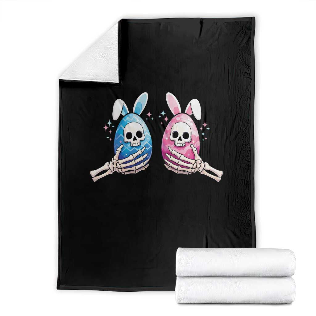 Gothic Easter Gift Throw Blanket Skeleton Hands Holding Easter Eggs TS12 Black Print Your Wear