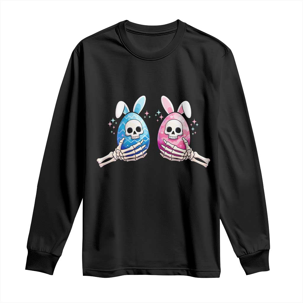 Gothic Easter Gift Long Sleeve Shirt Skeleton Hands Holding Easter Eggs TS12 Black Print Your Wear
