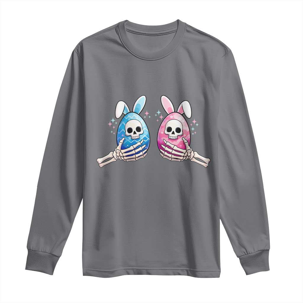Gothic Easter Gift Long Sleeve Shirt Skeleton Hands Holding Easter Eggs TS12 Charcoal Print Your Wear