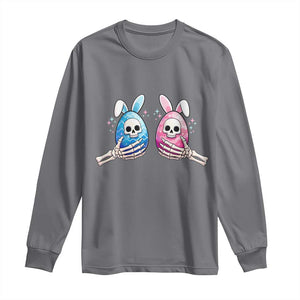 Gothic Easter Gift Long Sleeve Shirt Skeleton Hands Holding Easter Eggs TS12 Charcoal Print Your Wear