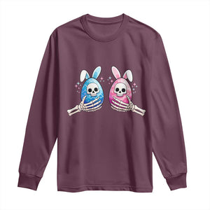Gothic Easter Gift Long Sleeve Shirt Skeleton Hands Holding Easter Eggs TS12 Maroon Print Your Wear