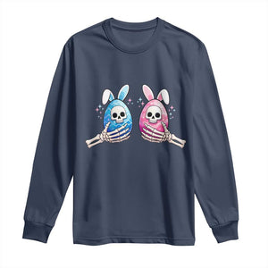 Gothic Easter Gift Long Sleeve Shirt Skeleton Hands Holding Easter Eggs TS12 Navy Print Your Wear