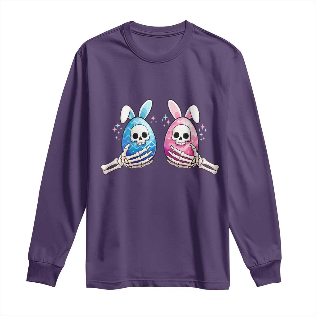 Gothic Easter Gift Long Sleeve Shirt Skeleton Hands Holding Easter Eggs TS12 Purple Print Your Wear