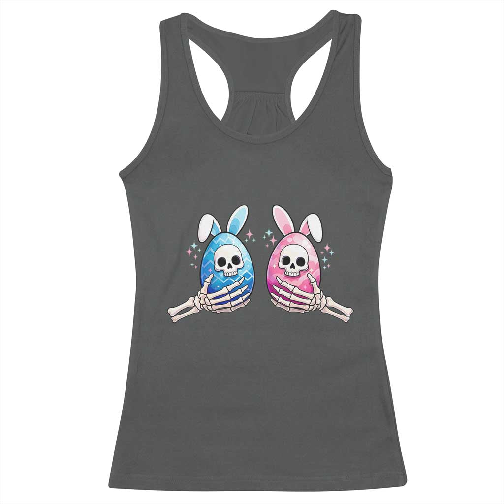 Gothic Easter Gift Racerback Tank Top Skeleton Hands Holding Easter Eggs TS12 Dark Heather Print Your Wear