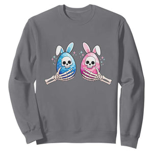 Gothic Easter Gift Sweatshirt Skeleton Hands Holding Easter Eggs TS12 Charcoal Print Your Wear