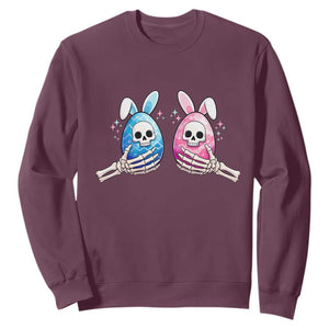 Gothic Easter Gift Sweatshirt Skeleton Hands Holding Easter Eggs TS12 Maroon Print Your Wear
