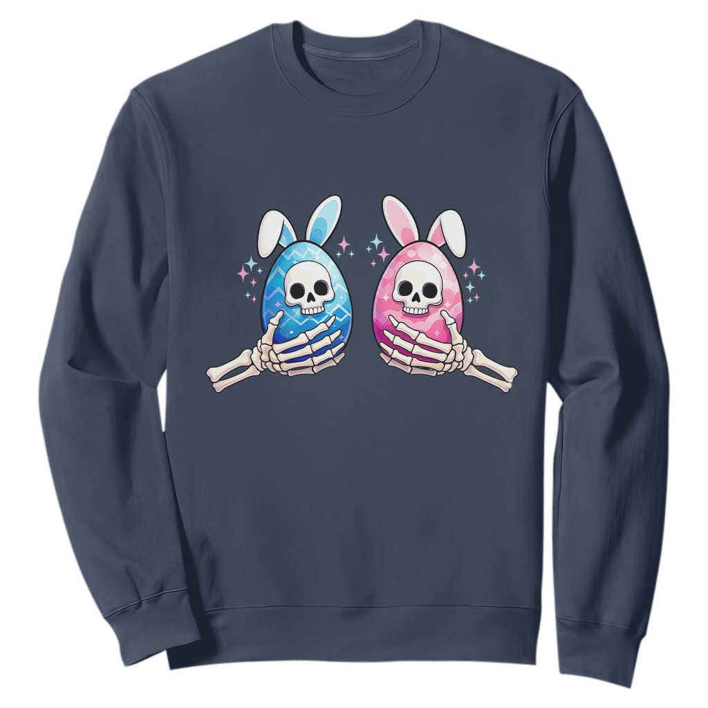 Gothic Easter Gift Sweatshirt Skeleton Hands Holding Easter Eggs TS12 Navy Print Your Wear