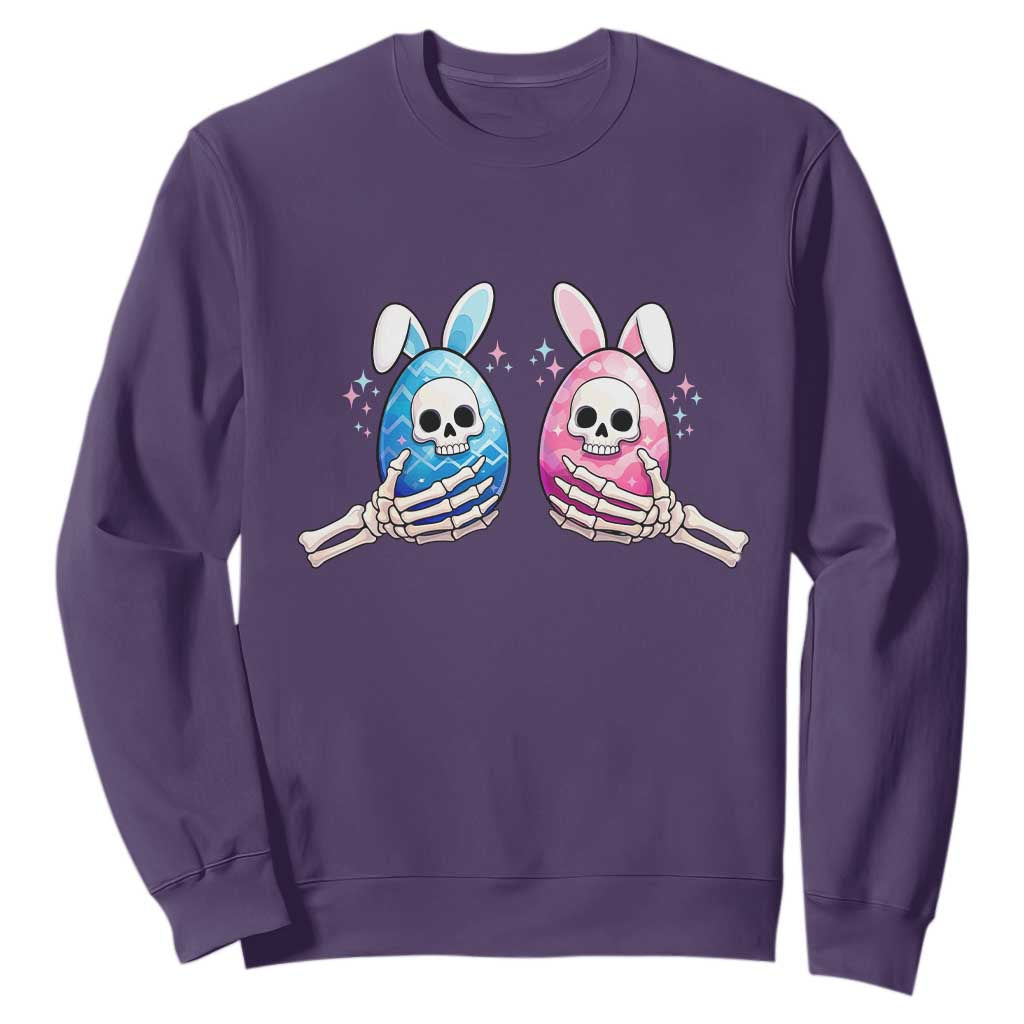 Gothic Easter Gift Sweatshirt Skeleton Hands Holding Easter Eggs TS12 Purple Print Your Wear