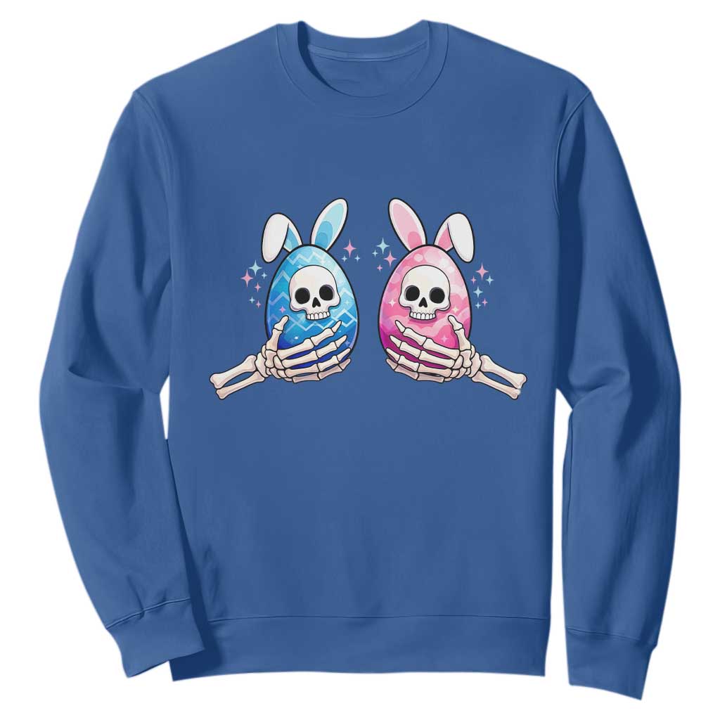 Gothic Easter Gift Sweatshirt Skeleton Hands Holding Easter Eggs TS12 Royal Blue Print Your Wear
