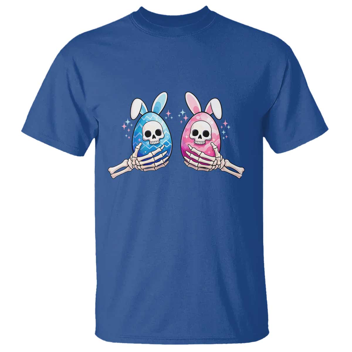Gothic Easter Gift T Shirt Skeleton Hands Holding Easter Eggs TS12 Royal Blue Print Your Wear