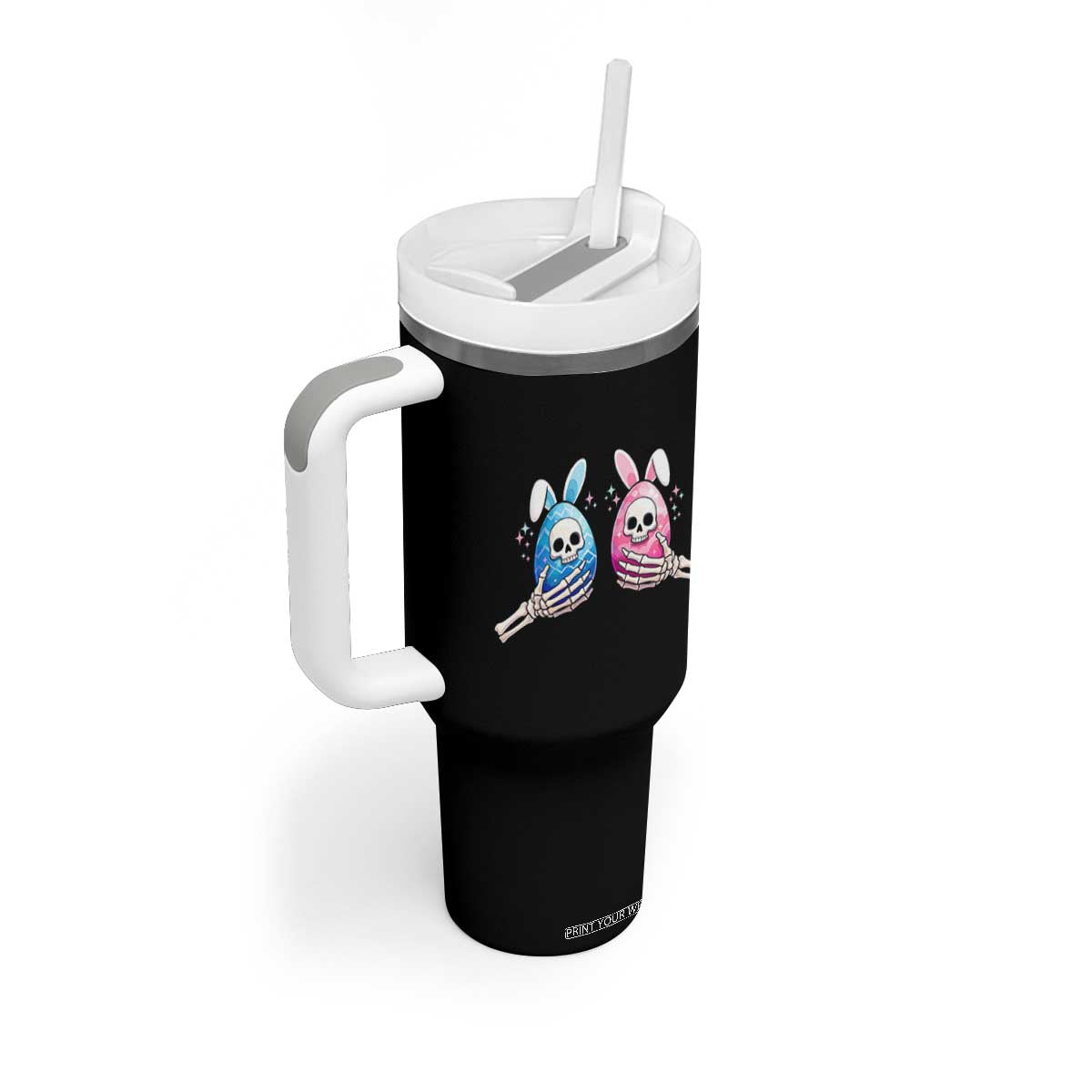 Gothic Easter Gift Tumbler With Handle Skeleton Hands Holding Easter Eggs TS12 Print Your Wear