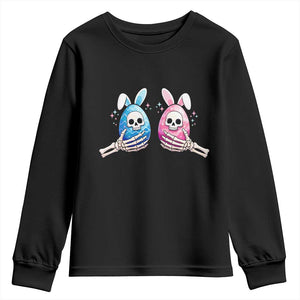 Gothic Easter Gift Youth Sweatshirt Skeleton Hands Holding Easter Eggs TS12 Black Print Your Wear