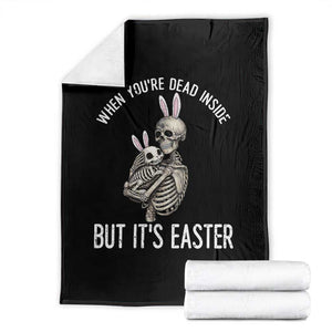 Funny Easter Bunny Skeleton Throw Blanket Dead Inside But It Is Easter TS12 Black Print Your Wear