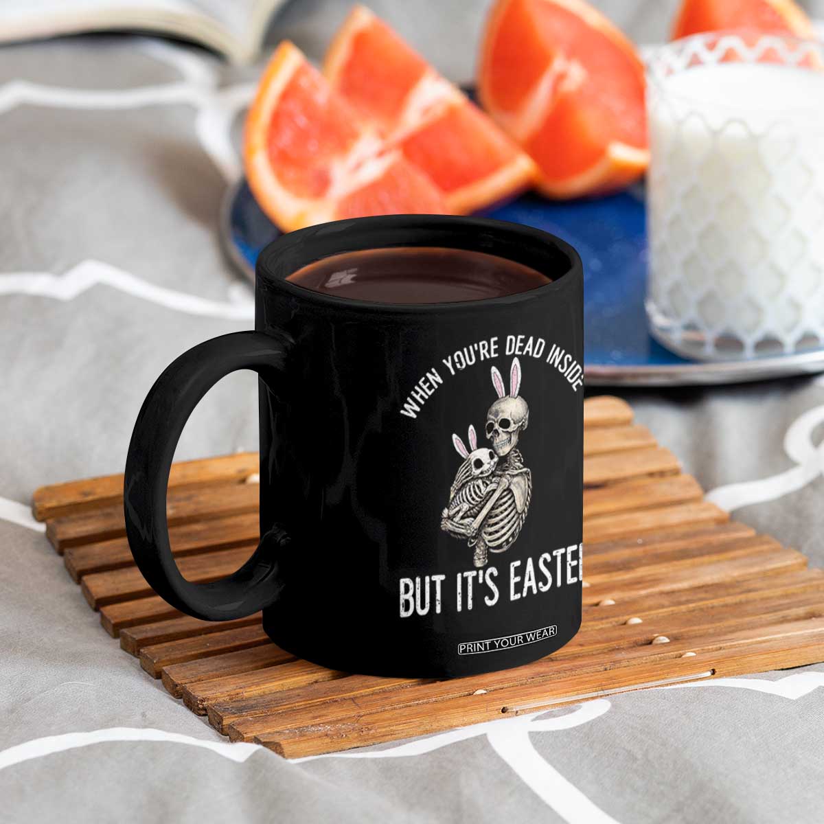Funny Easter Bunny Skeleton Coffee Mug Dead Inside But It Is Easter TS12 Print Your Wear