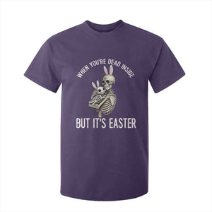 Funny Easter Bunny Skeleton T Shirt For Kid Dead Inside But It Is Easter TS12 Purple Print Your Wear