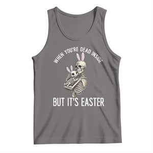 Funny Easter Bunny Skeleton Tank Top Dead Inside But It Is Easter TS12 Deep Heather Print Your Wear