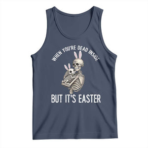 Funny Easter Bunny Skeleton Tank Top Dead Inside But It Is Easter TS12 Navy Print Your Wear