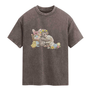 Cute Punch Baby Monkey Easter Washed Cotton T-Shirt Funny Animal Gift