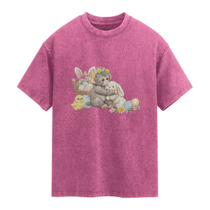 Cute Punch Baby Monkey Easter Washed Cotton T-Shirt Funny Animal Gift