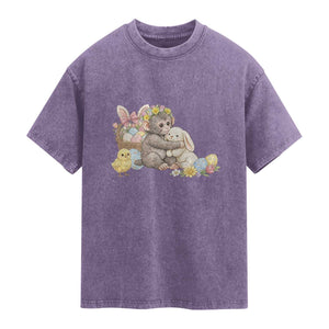 Cute Punch Baby Monkey Easter Washed Cotton T-Shirt Funny Animal Gift