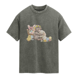 Cute Punch Baby Monkey Easter Washed Cotton T-Shirt Funny Animal Gift