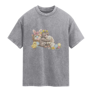 Cute Punch Baby Monkey Easter Washed Cotton T-Shirt Funny Animal Gift