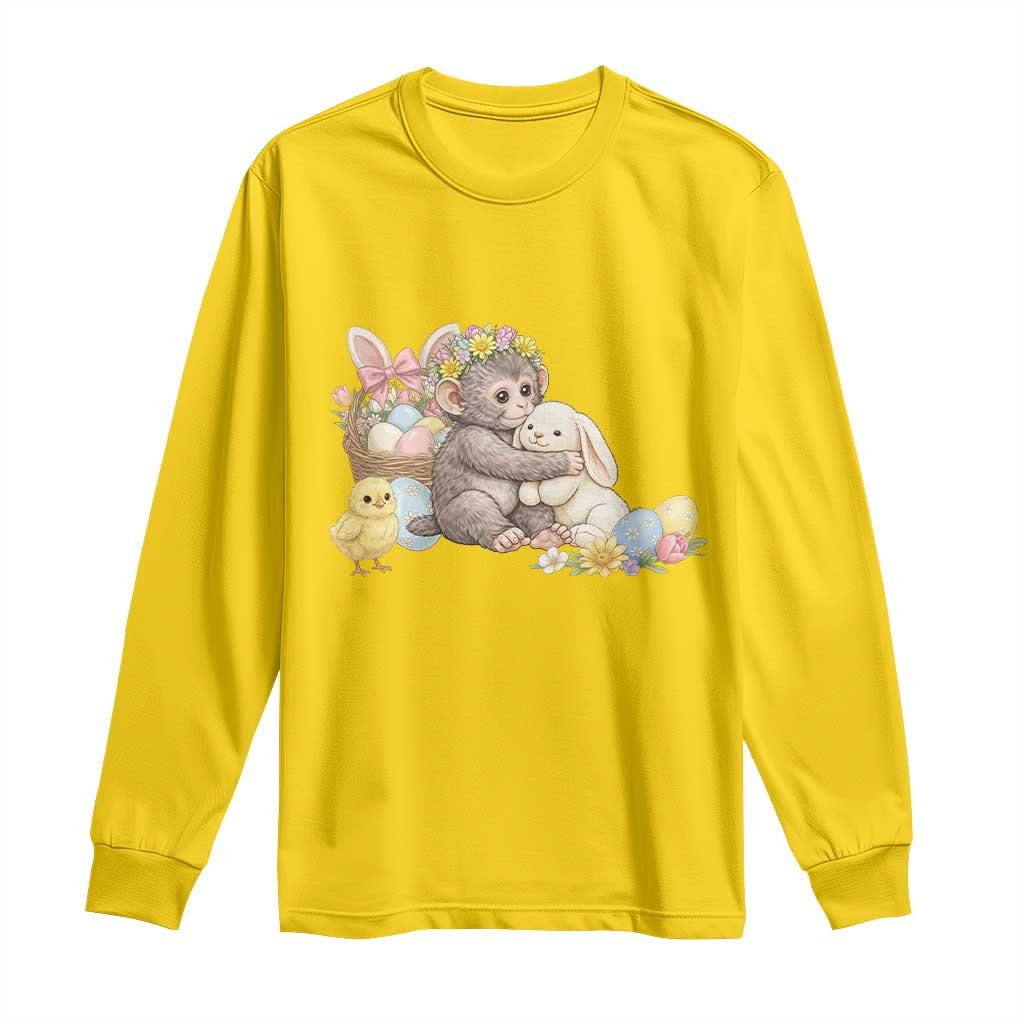 Cute Punch Baby Monkey Easter Long Sleeve Shirt Funny Animal Gift TS12 Daisy Print Your Wear