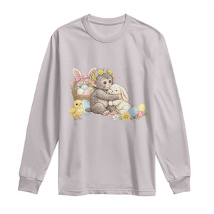 Cute Punch Baby Monkey Easter Long Sleeve Shirt Funny Animal Gift TS12 Ice Gray Print Your Wear