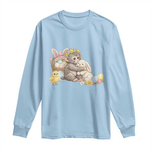 Cute Punch Baby Monkey Easter Long Sleeve Shirt Funny Animal Gift TS12 Light Blue Print Your Wear