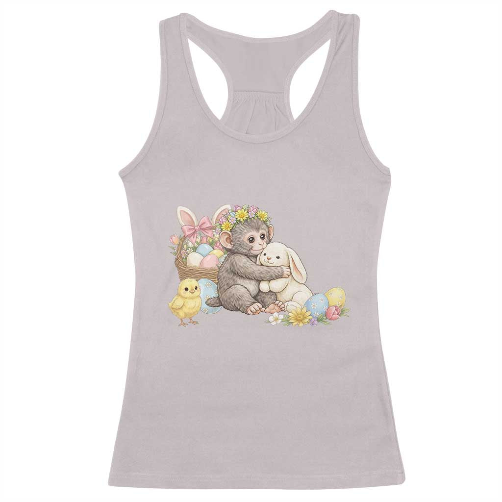 Cute Punch Baby Monkey Easter Racerback Tank Top Funny Animal Gift TS12 Ice Gray Print Your Wear
