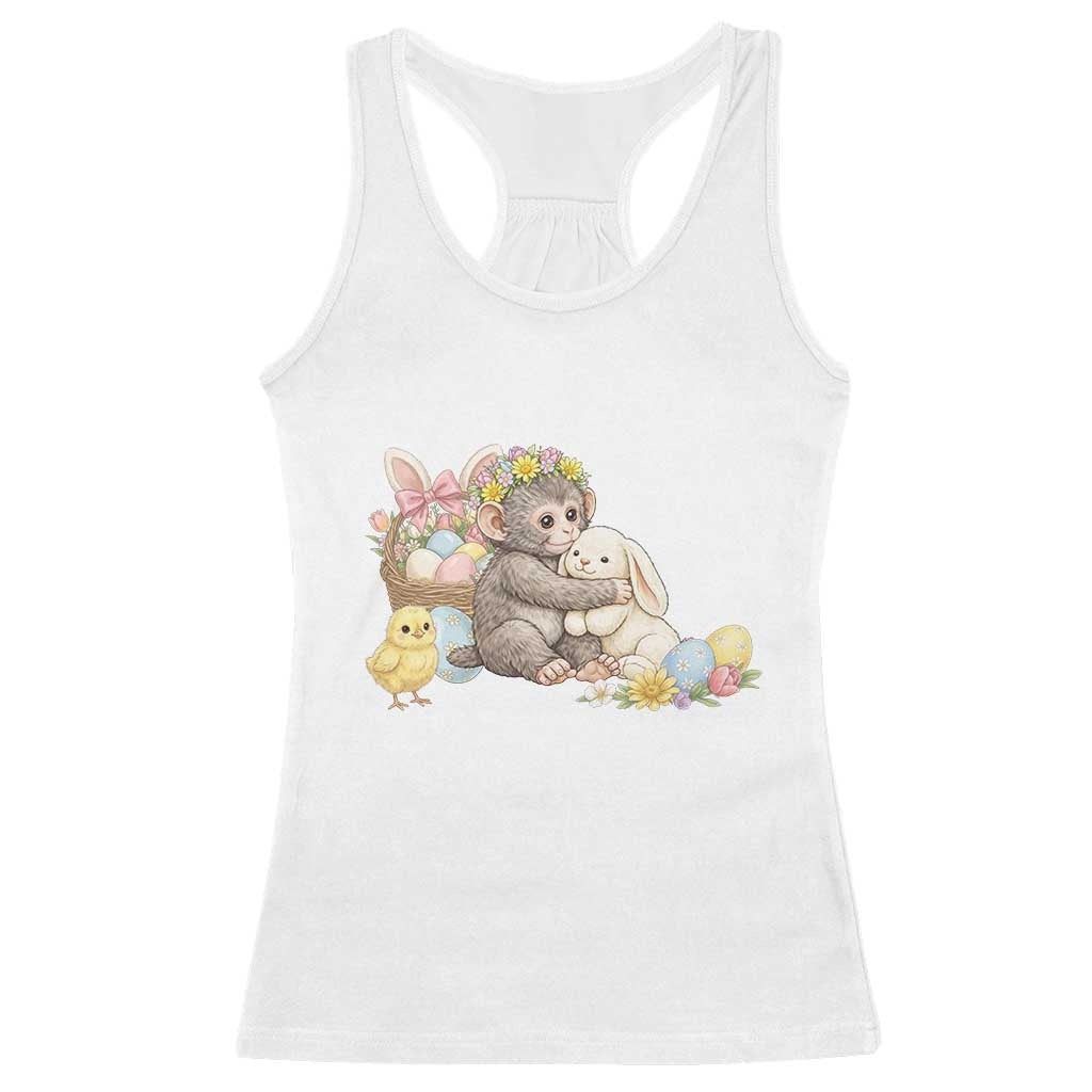 Cute Punch Baby Monkey Easter Racerback Tank Top Funny Animal Gift TS12 White Print Your Wear