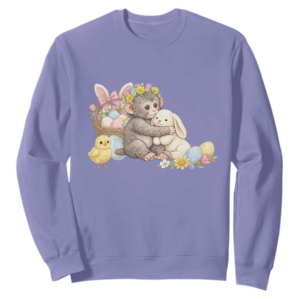 Cute Punch Baby Monkey Easter Sweatshirt Funny Animal Gift TS12 Violet Print Your Wear