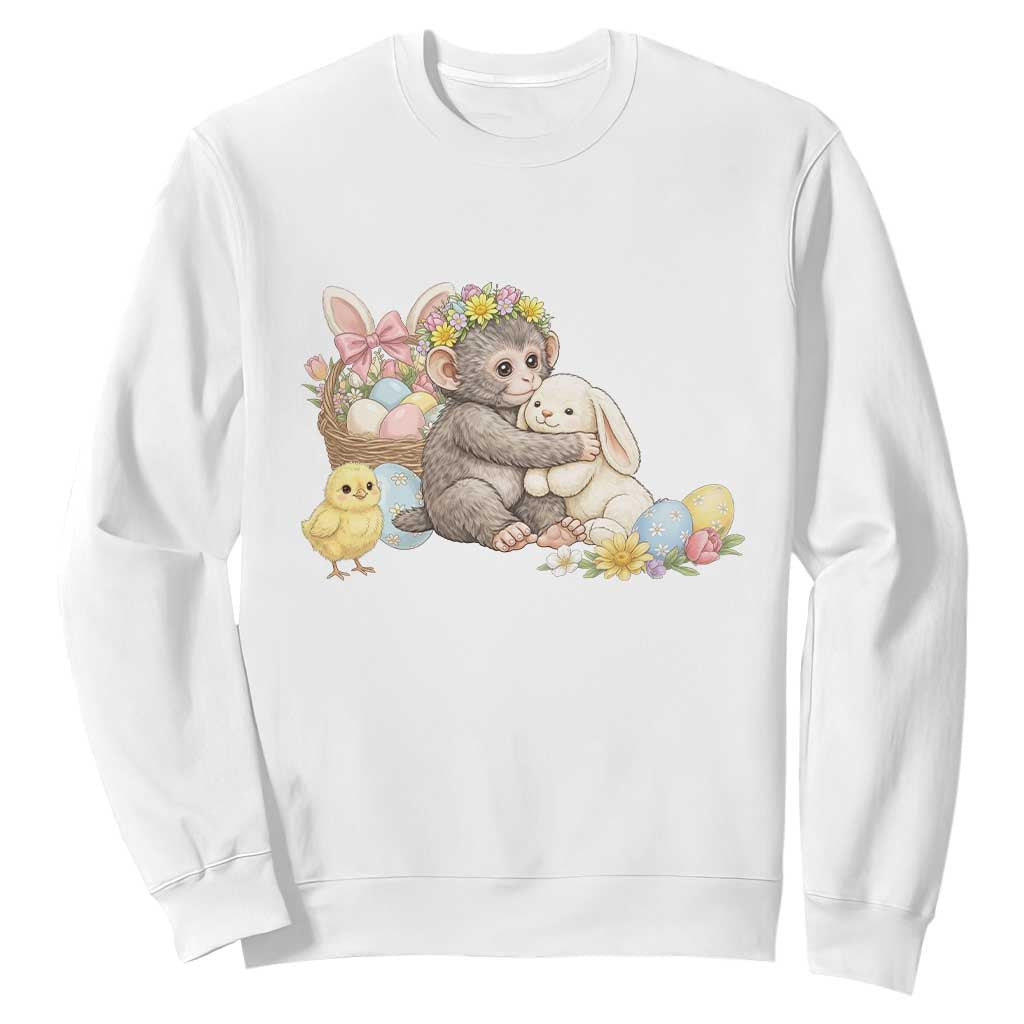 Cute Punch Baby Monkey Easter Sweatshirt Funny Animal Gift TS12 White Print Your Wear