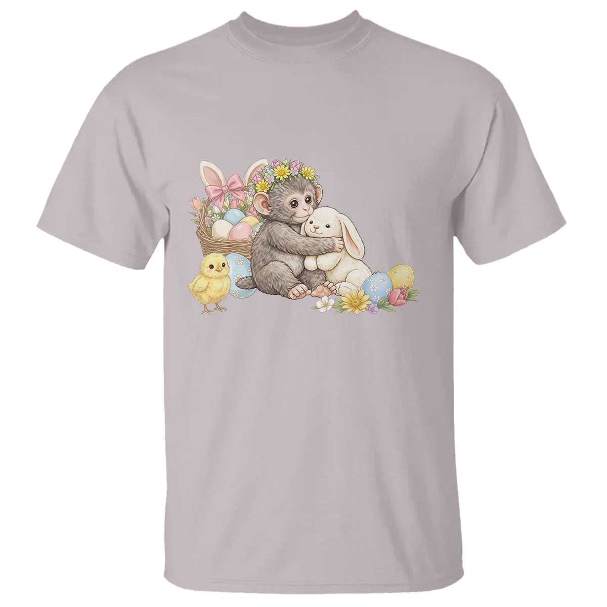Cute Punch Baby Monkey Easter T Shirt Funny Animal Gift TS12 Ice Gray Print Your Wear