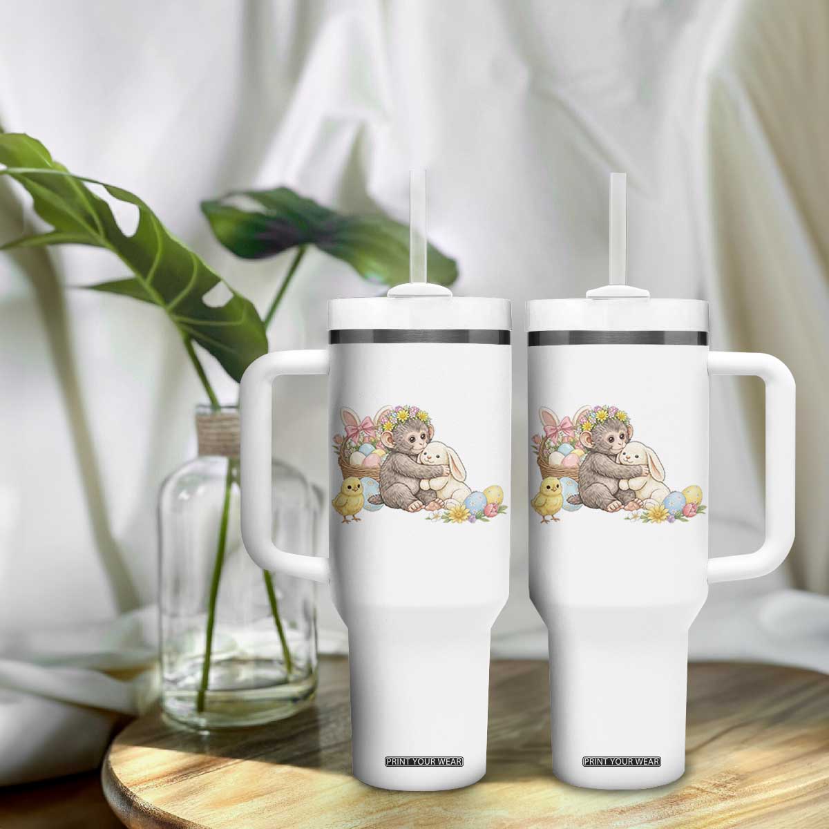 Cute Punch Baby Monkey Easter Tumbler With Handle Funny Animal Gift TS12 Print Your Wear