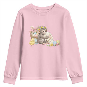 Cute Punch Baby Monkey Easter Youth Sweatshirt Funny Animal Gift TS12 Light Pink Print Your Wear