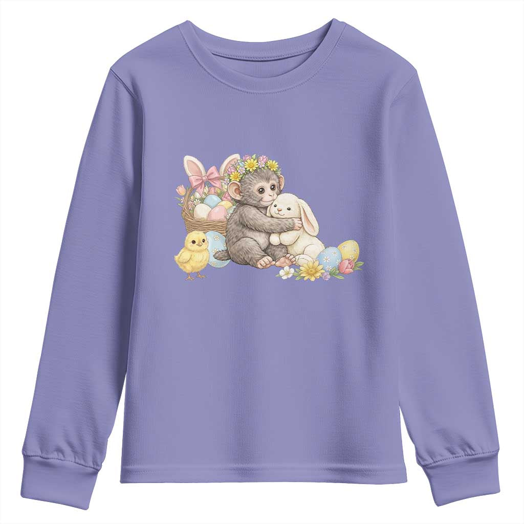 Cute Punch Baby Monkey Easter Youth Sweatshirt Funny Animal Gift TS12 Violet Print Your Wear