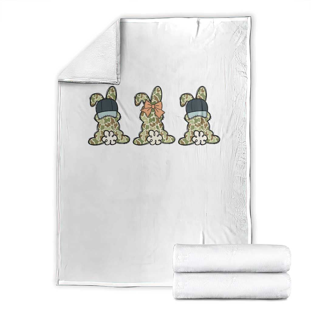 Camo Easter Bunny Throw Blanket Funny Hunter Easter Gift TS12 White Print Your Wear