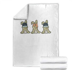 Camo Easter Bunny Throw Blanket Funny Hunter Easter Gift TS12 White Print Your Wear