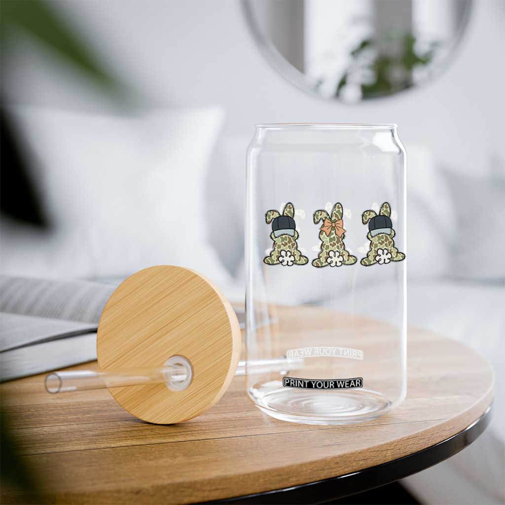 Camo Easter Bunny Glass Can Funny Hunter Easter Gift TS12 Print Your Wear